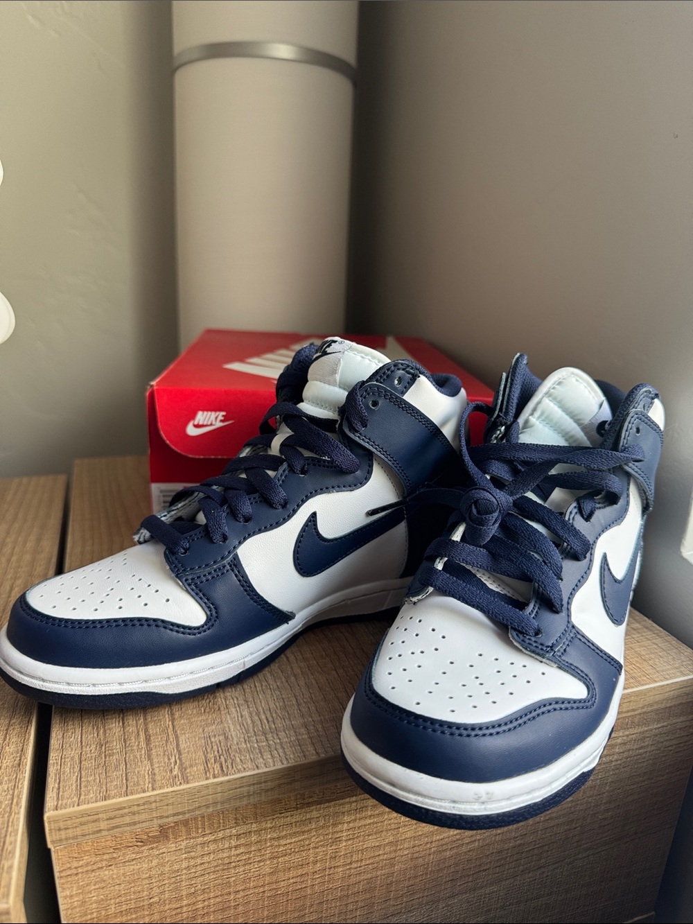 Nike Kids Navy and White High-Top Sneakers
